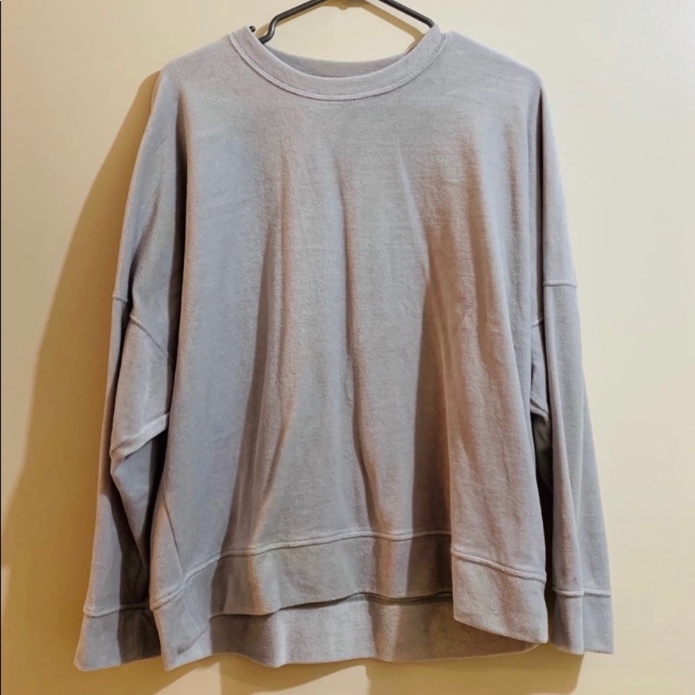 Aerie Grey Velvet Long Sleeve Top
